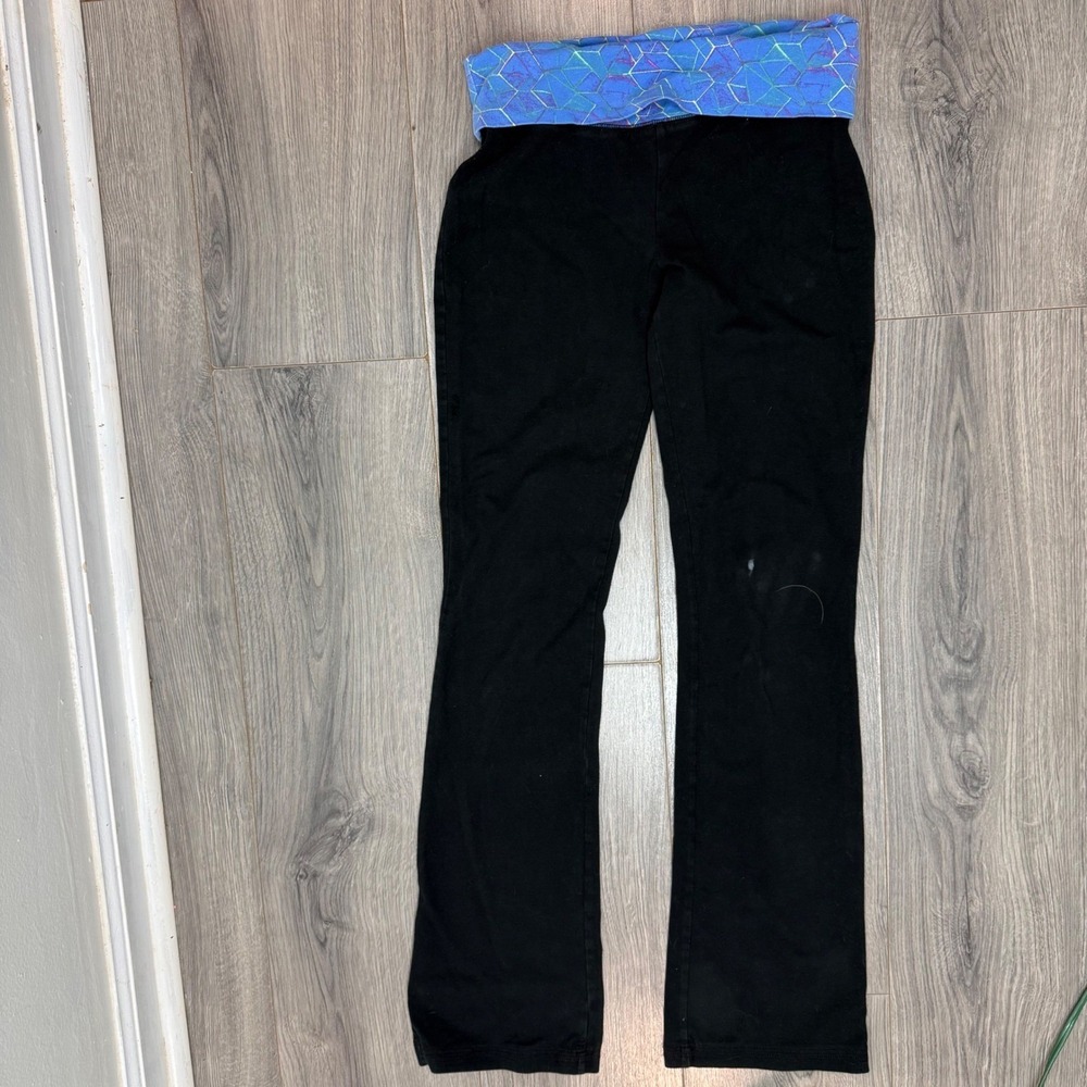 Mossimo Supply Co Y2K Women Black Blue Geometric Foldover Waist Yoga Pants Small - Picture 6 of 9